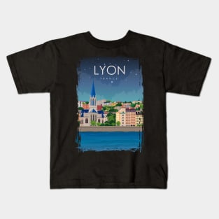 Lyon France Vintage Minimal Retro Travel Poster Kids T-Shirt